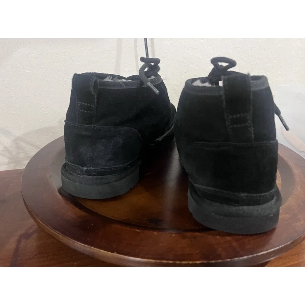 UGG Neumel Boots‎ for Men 10 Black Suede Sheepskin Chukka Ankle Shoes Lace Up